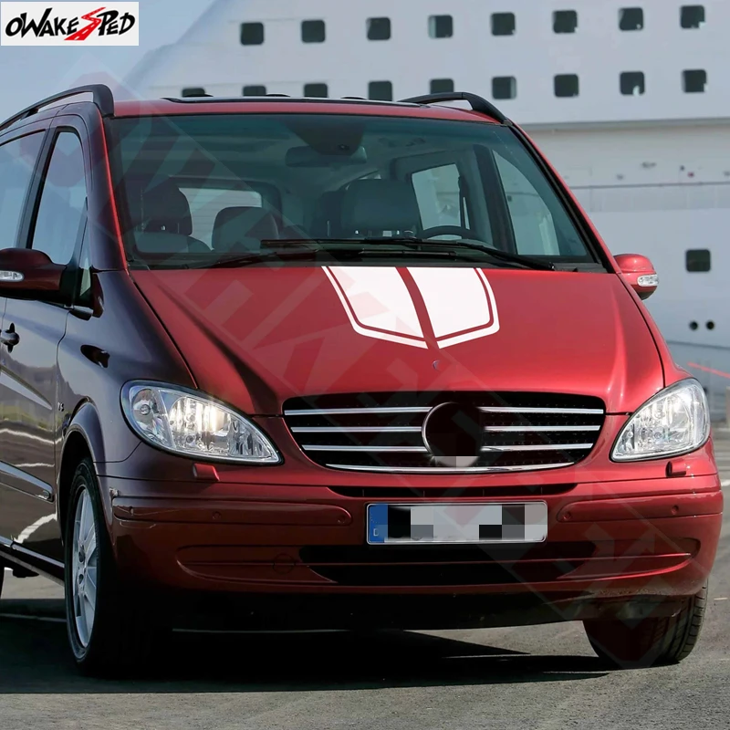 

Для Mercedes Benz Viano авто крышка двигателя виниловые наклейки на капот автомобиля наклейки пленка спортивные полосы декор капота тюнинговые аксессуары DIY