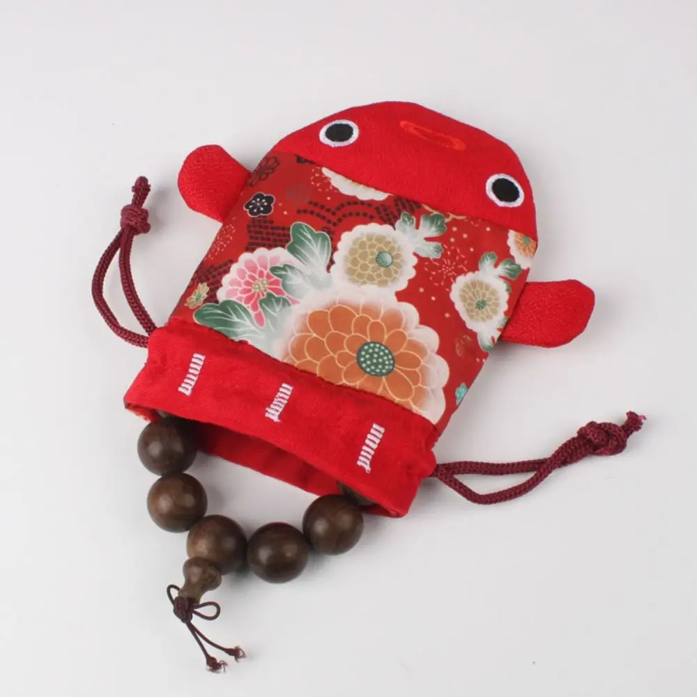Creative Cartoon Animal Drawstring Bag Large Capacity Long Tail Coin Purse Japanese Style Canvas Wedding Candy Bag Wedding Favor