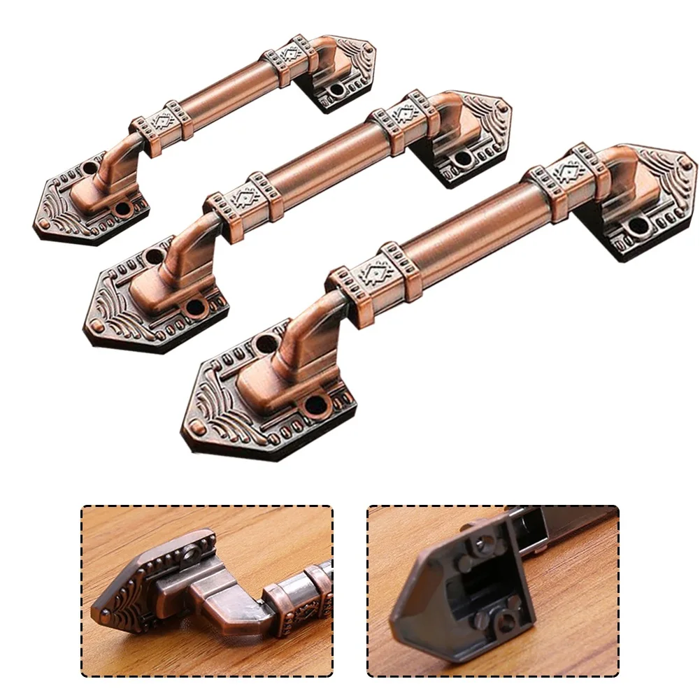 1pcs European Antique Door Handle Aluminum Alloy Simple Push-Pull Door Handle Furniture Hardware Accessories Red Bronze Handle