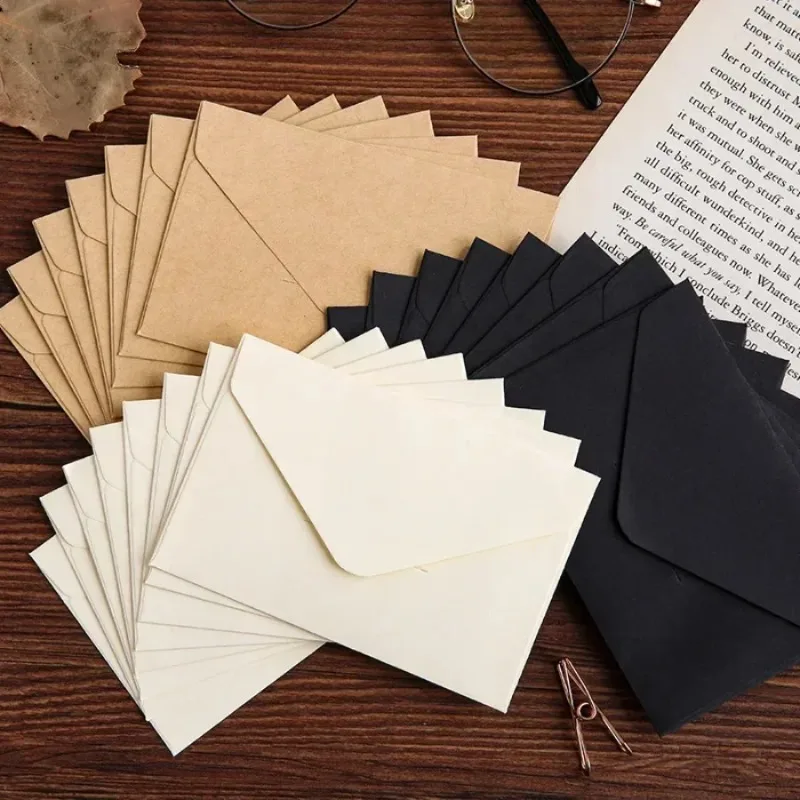 5PCS Classical White Black Kraft Blank Mini Paper Window Envelopes Wedding Invitation Envelope Gift Envelope