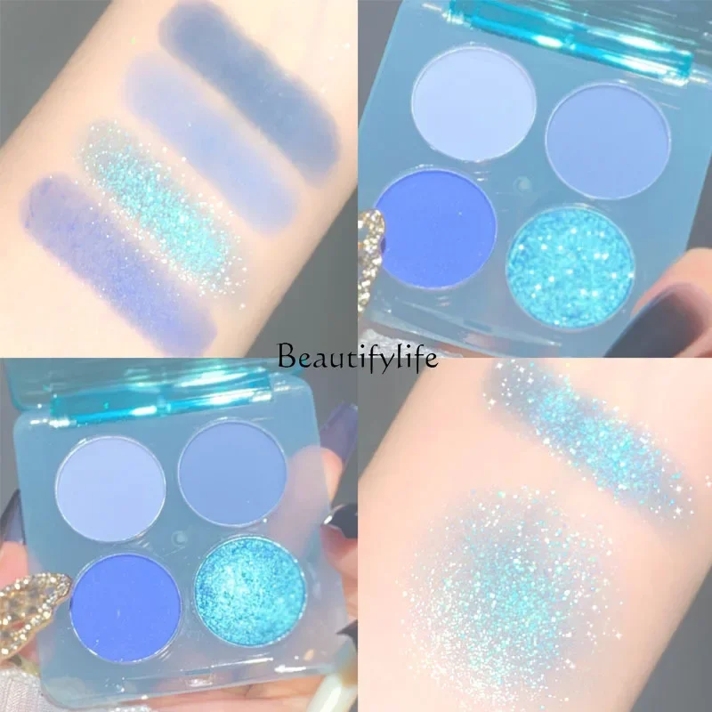 Summer Denim Blue Color Eye Shadow Plate Makeup