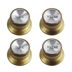 FLEOR 4PCS 2V2T Electric Guitar Knobs Top Hat Tone Volume Speed Control Knobs Gold for LP/SG Style Guitar Parts