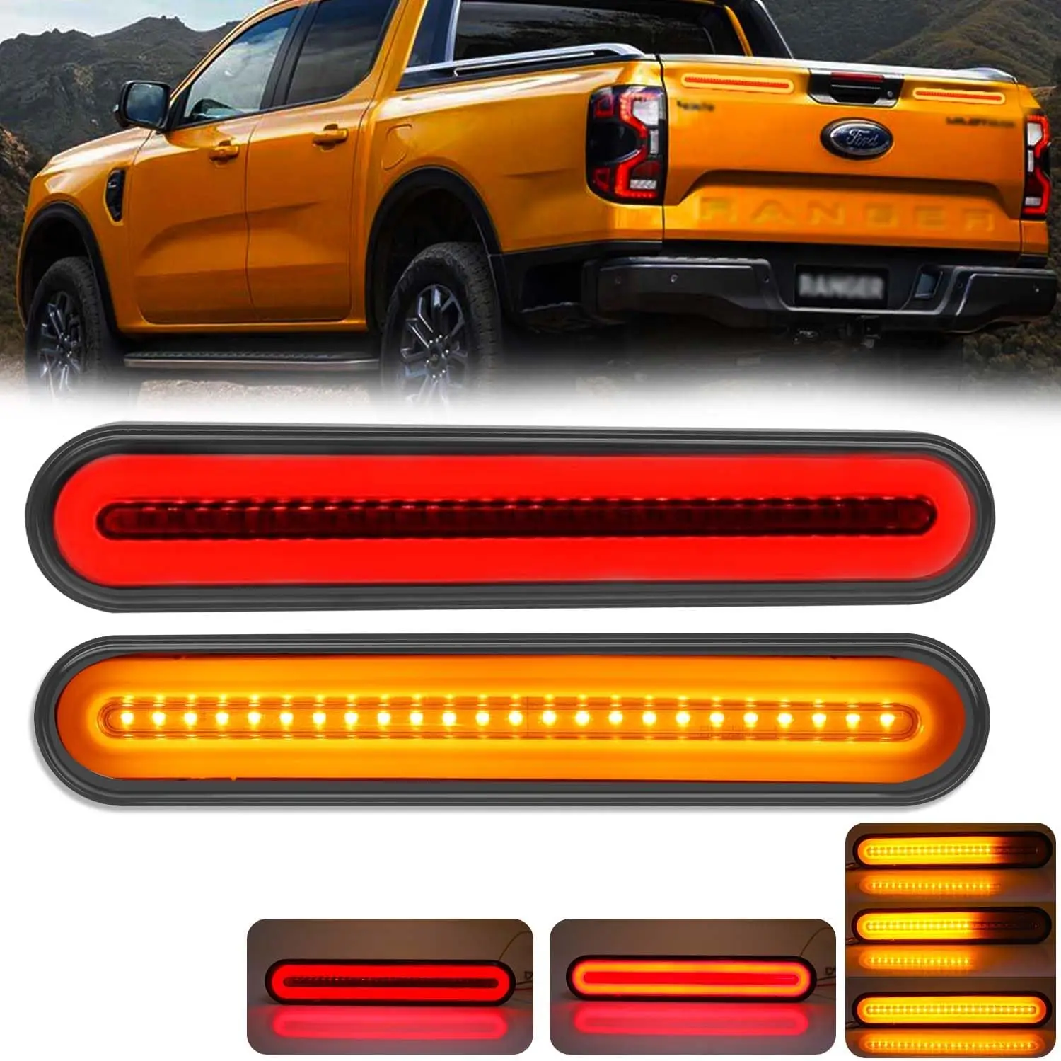 2Pcs Super bright Trailer Stop Tail Lights 12-24V Neon Lamp LED RV Trailer Stop Flowing Turn Signal Brake Rear Tail Light