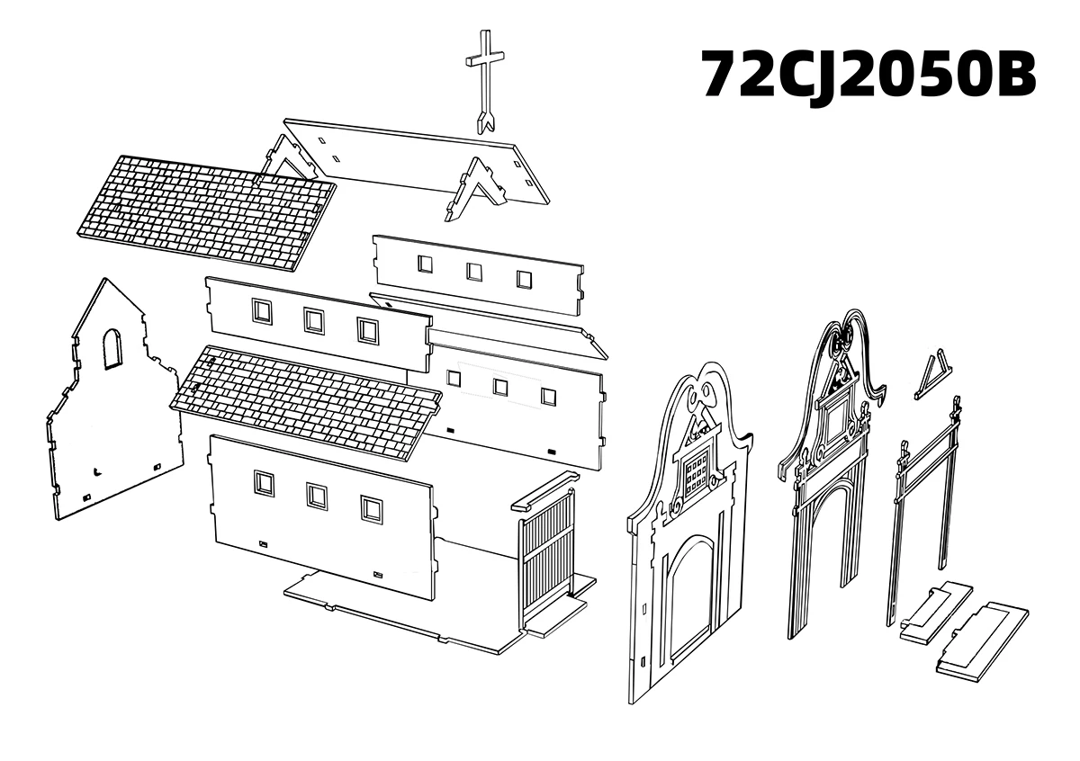 Architektonisches Modell zum Zusammenbauen, Sandtisch, Kirche, Kathedrale, Kapelle, europäisches Gebäude, Diorama, maßstabsgetreuer Modellbausatz 1/72 – Detail 4
