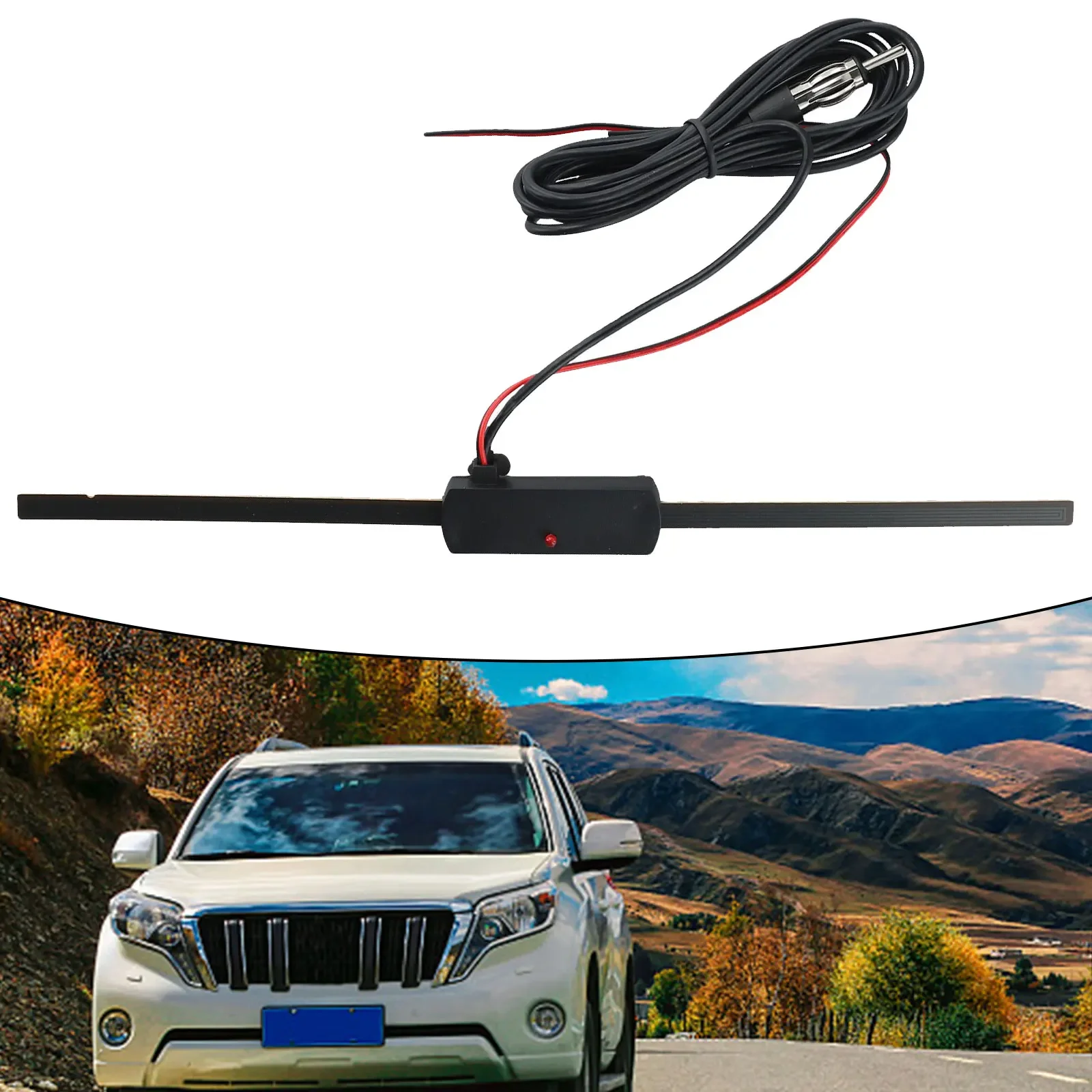 Car AM FM Radio Antenna Signal Booster 12V Car Windshield Signal Booster 7-foot Cable 6 MA 12V DC Auto Exterior Aerials Parts