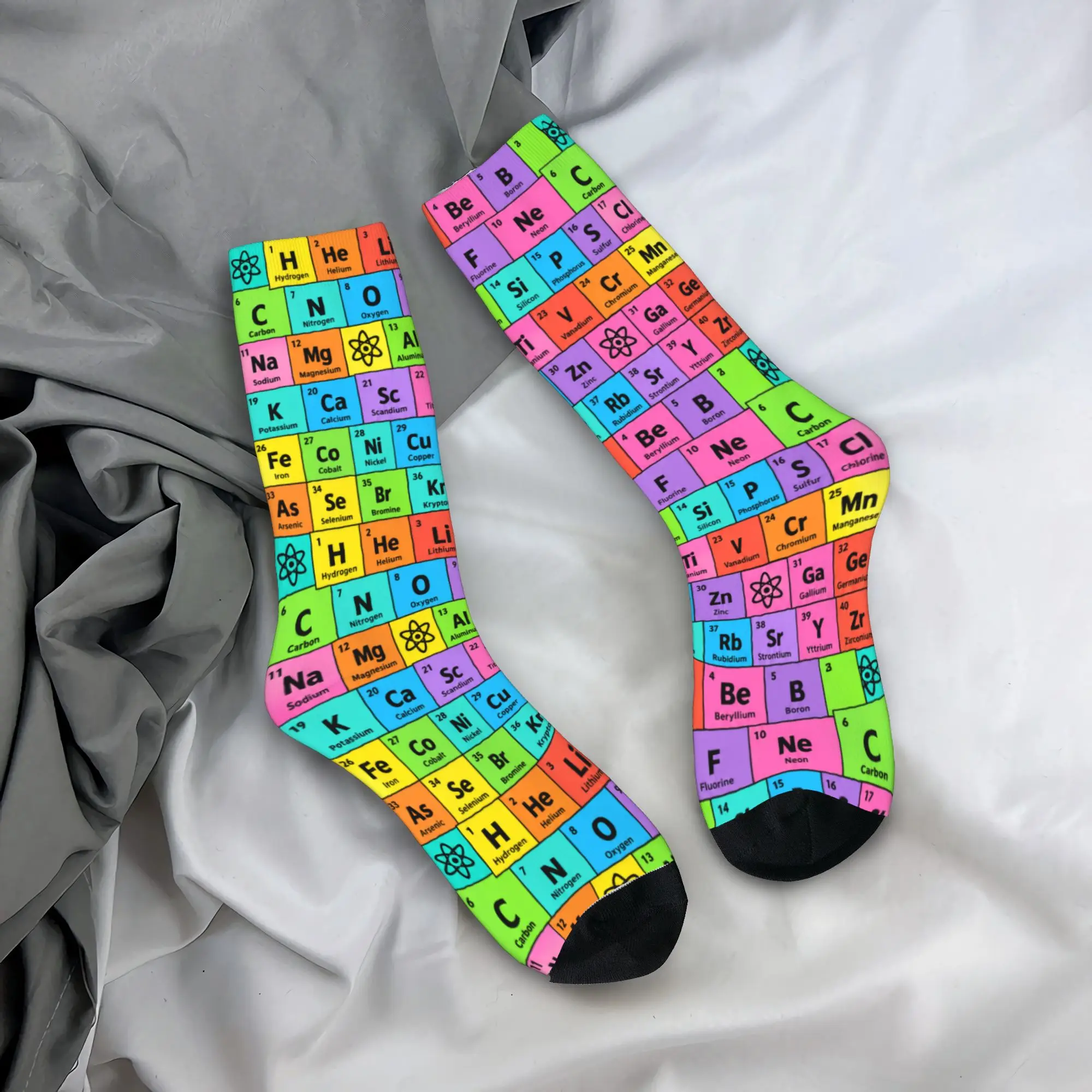 Novelty Men Socks with Colorful Periodic Table Element Socks Winter  Stockings Gothic Men Warm Soft Socks Anti Skid Socks