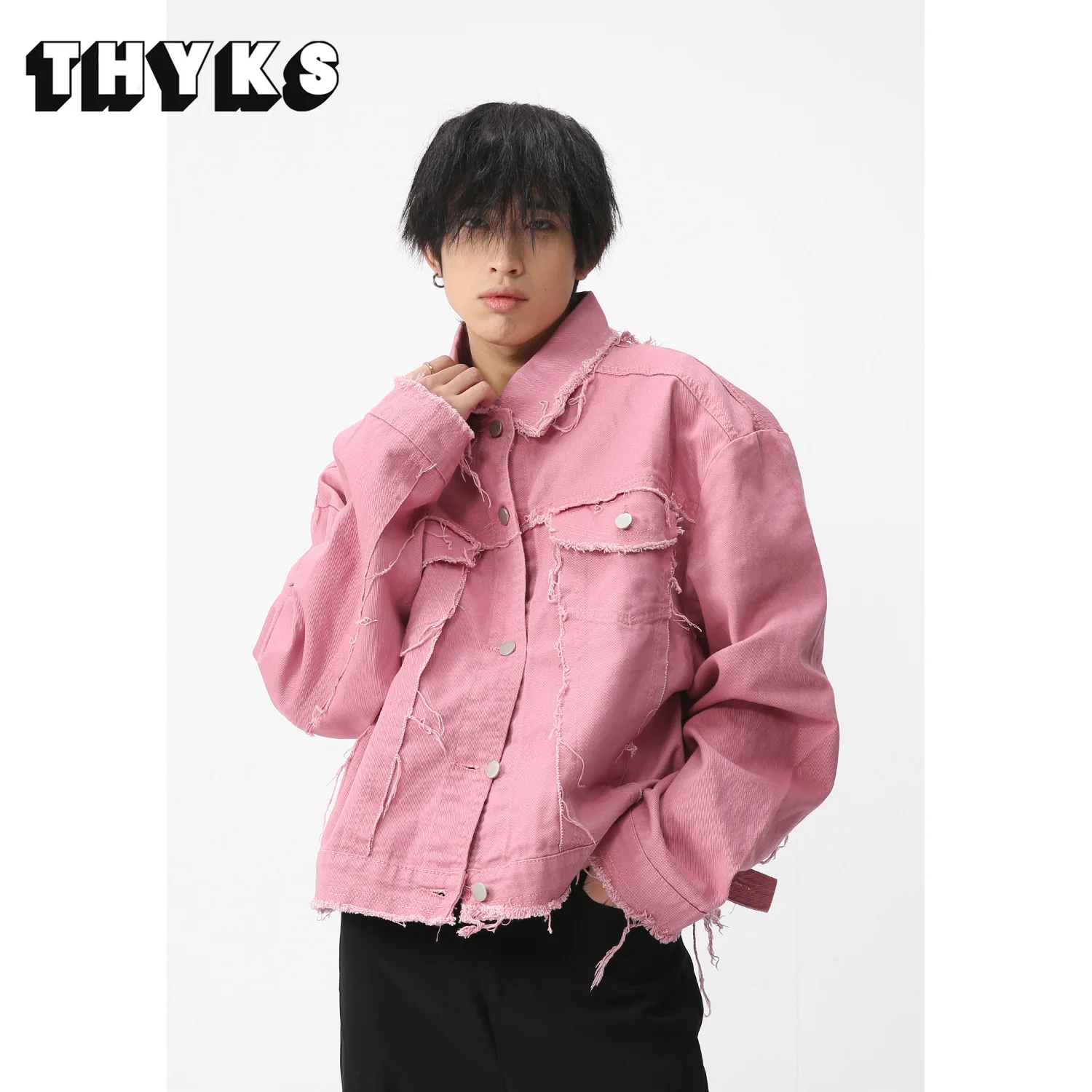 2023 New Men's Tassels Jean Jacket Street Winter Cotton Fashion Korean Casual Loose Jeans Coat Men Denim Jackets Chaqueta Hombre