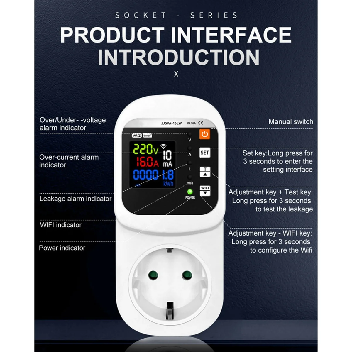 

AB31 Tuya WiFi Smart Socket Voltage & Current Protector Stabilizer Multifunctional Power Energy Meter EU Plug