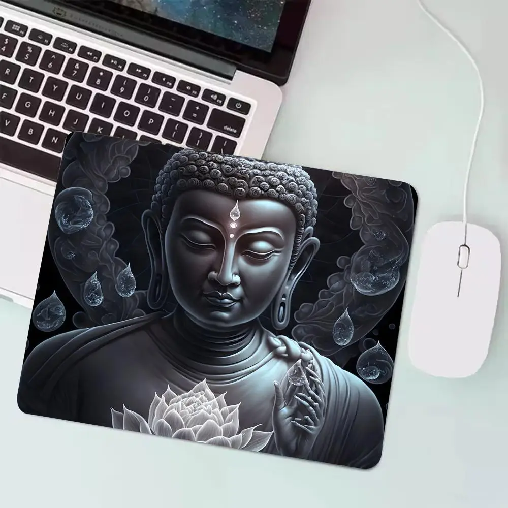 Indian Buddha Statue Chakra Mouse Pad PC Computer Mouse Mat Laptop Mice Mousepad Writing Desk Mats Office Accessories Office 21x