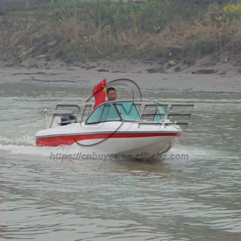 15.4ft/4.7M Fiberglass Speedboat Yacht Small Powered Speed Boat 6 Seats Luxury Fishing Boats Motorboats for Sale