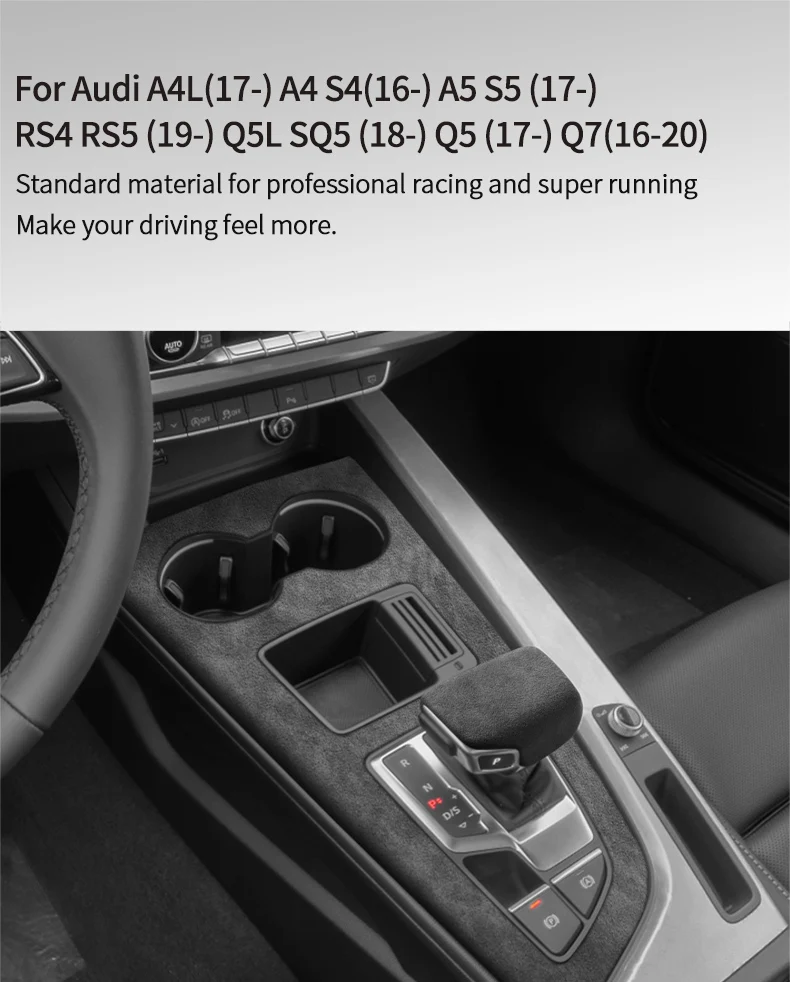 Aus Alcantara Gefertigt Für Audi A4 S4 (2016-) A4L A5 S5 (2017-) Auto Mittelkonsolen-Panel & Schalthebelabdeckung Innenraum-Tuning-Zubehör – Detail 1