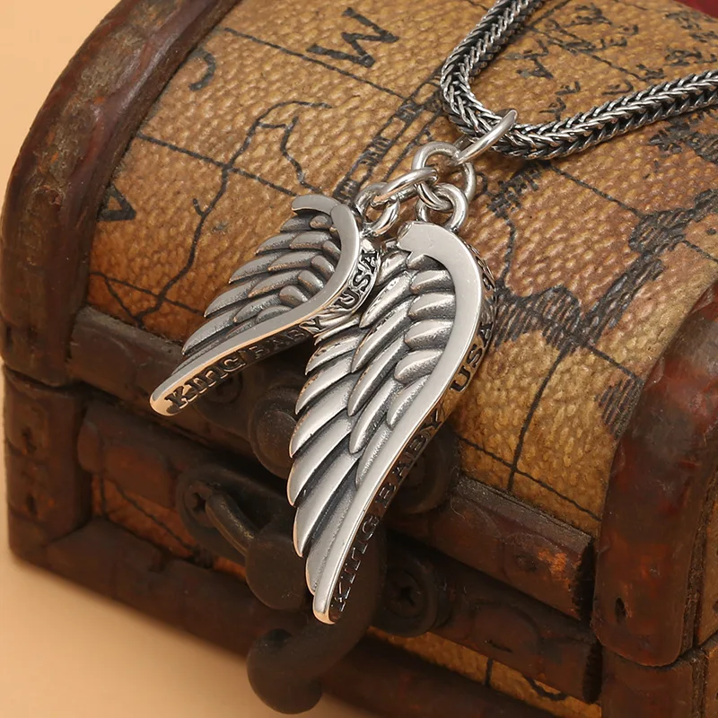 

s925 silver accessories craft Thai silver create angel wings necklace coveted chain pendant earrings