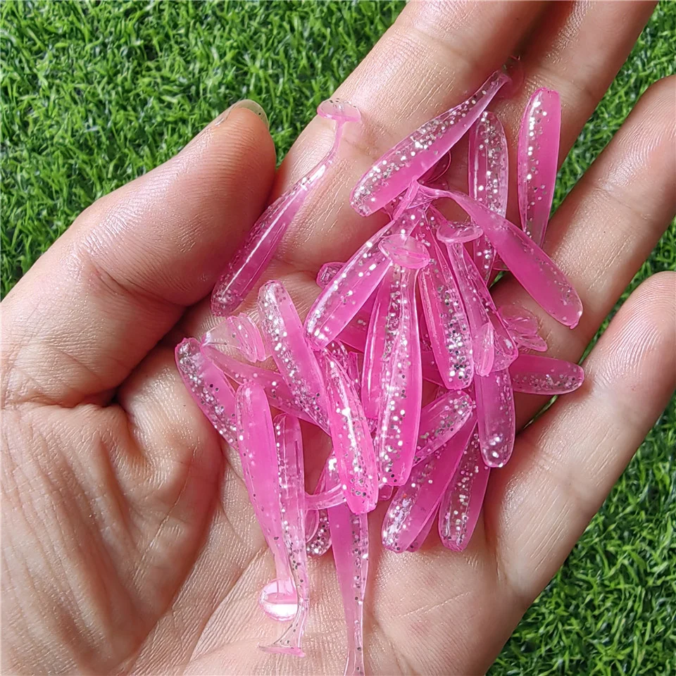 50PCS Micro Weiche Angeln Lockt 0,35g/35mm T-schwanz Wurm Köder Kleine Künstliche Köder Jig wobbler Bass Hecht Angelgerät – Detail 8