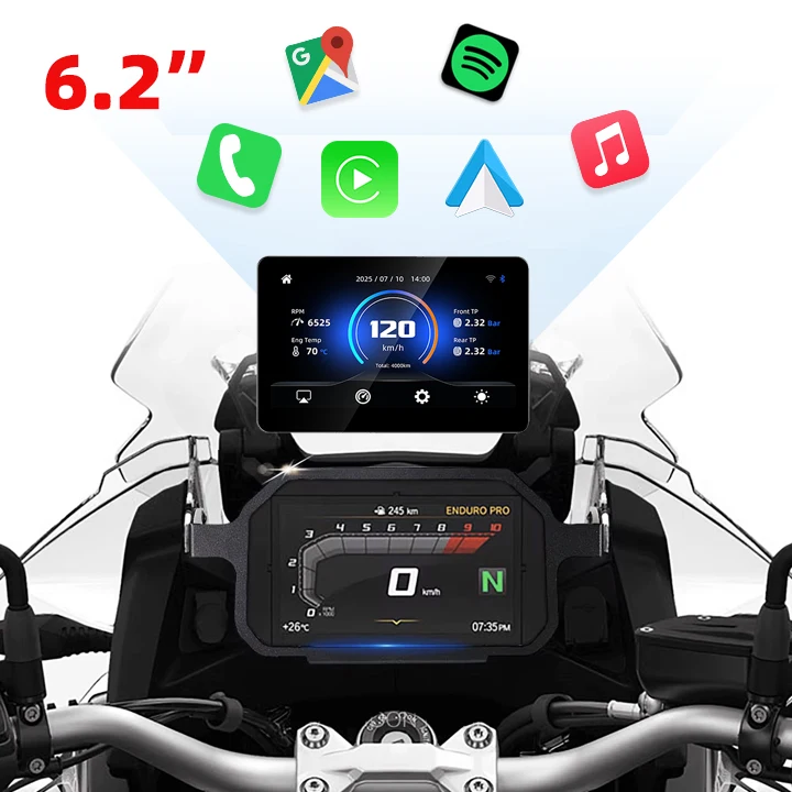 Linux Carplay IP67 6.2 Inch Motorcycle Wireless CarPlay Android Auto for BMW R1200GS R1250GS etc. With CANbus Protocol(optional)