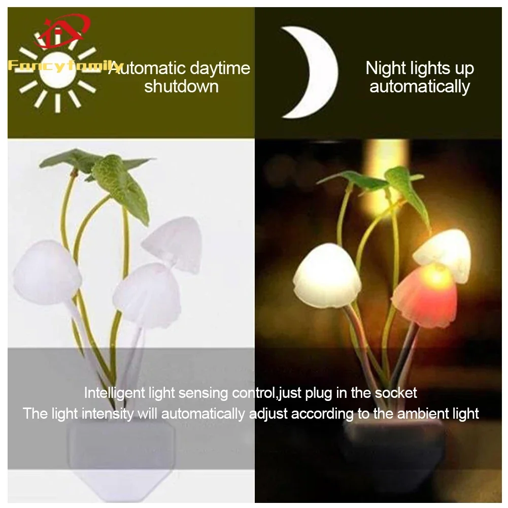 

Fancyfamily Light Controlled Induction Plug-in Mushroom Light Night Light LED Bedside Lamp