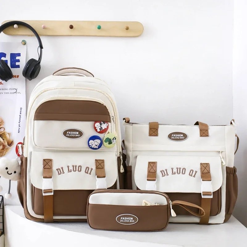 

2025 Nylon Air Cushion Strap Solid Color Leisure School Bag Outer Frame Soft Handle Combination Pack College Style Backpack