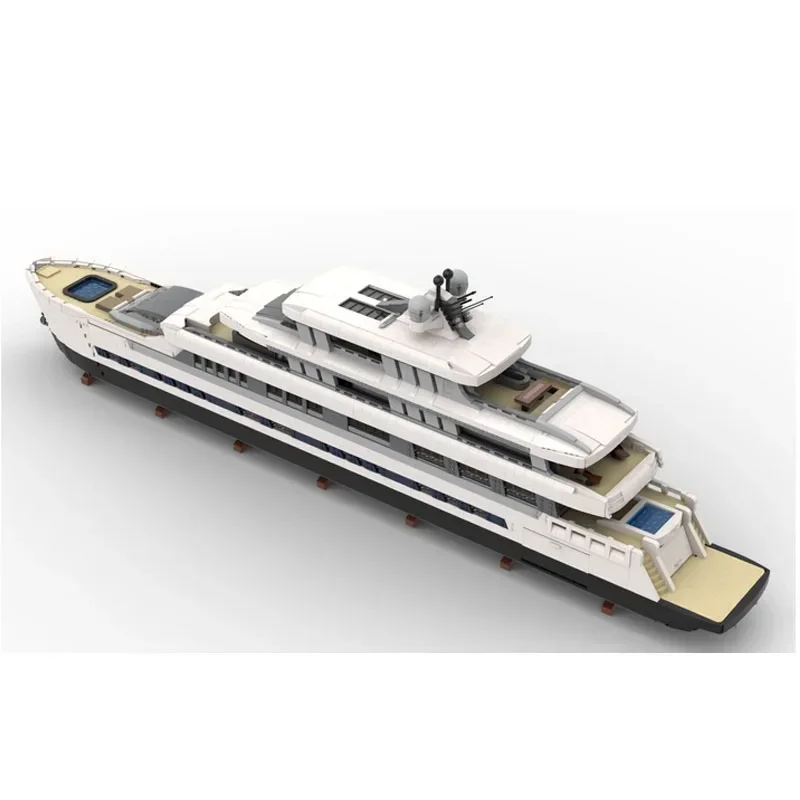 MOC-164155 Large Luxury Yacht - WHITE Version Assembly Stitching Building Block Model MOC Creative Children's Birthday Toy Gift