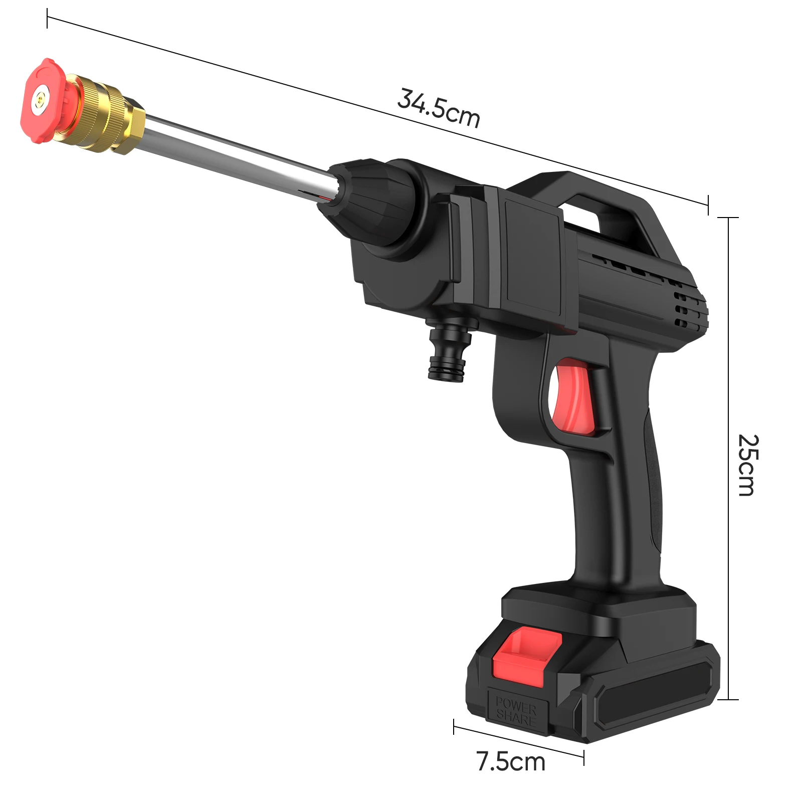 600W 30BAR Kabelloser Hochdruckreiniger Garten-Sprühpistole Wasch-Wasserreinigungsmaschine für Makita 18V Akku – Detail 6