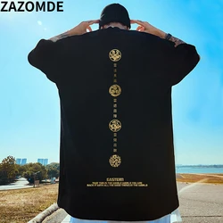 ZAZOMDE Summer Cotton Men T Shirt Symbols Chinese Character Tees Men TShirt High Quality Oversized T Shirt Streetwear Hip Hop