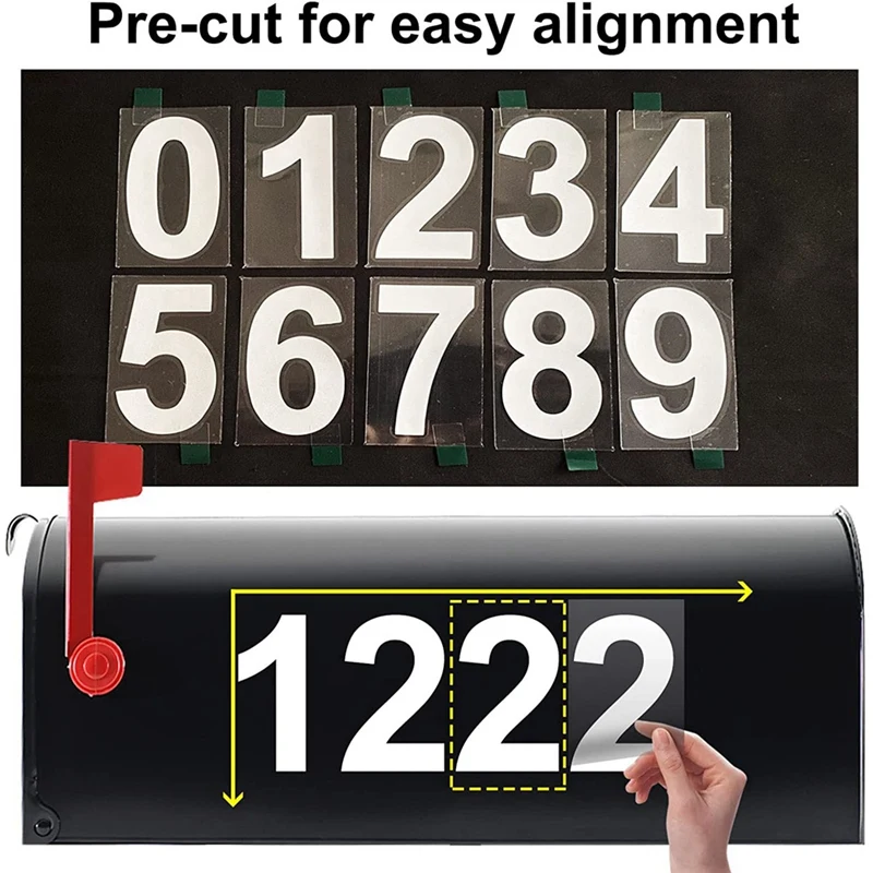 digital stickers Mailbox Numbers for Outside, 10 Sets 0-9 Reflective Number Stickers with Sticky