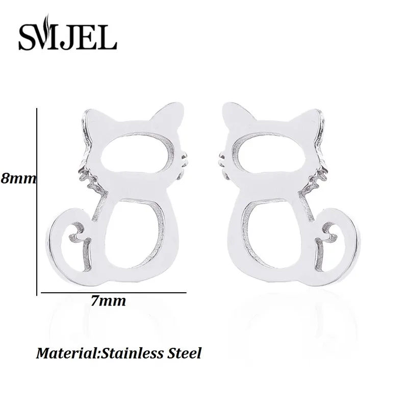 SMJEL Hip Hop Earrings Black Animal Jewelry Small Spider Cat Stainless Steel Stud Earring Big Star Earings Gift for Girls Bijoux view 4