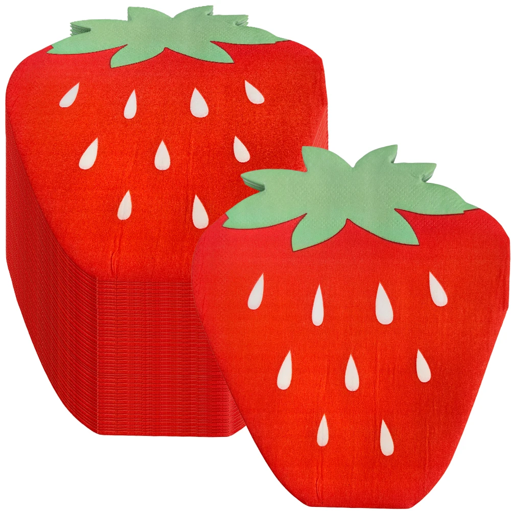 20/40/60/100Pcs Erdbeere Thema Serviette Geburtstag Party Decor Einweg Sommer Obst Serviette Jungen Mädchen baby Shower Party Supplie – Detail 2