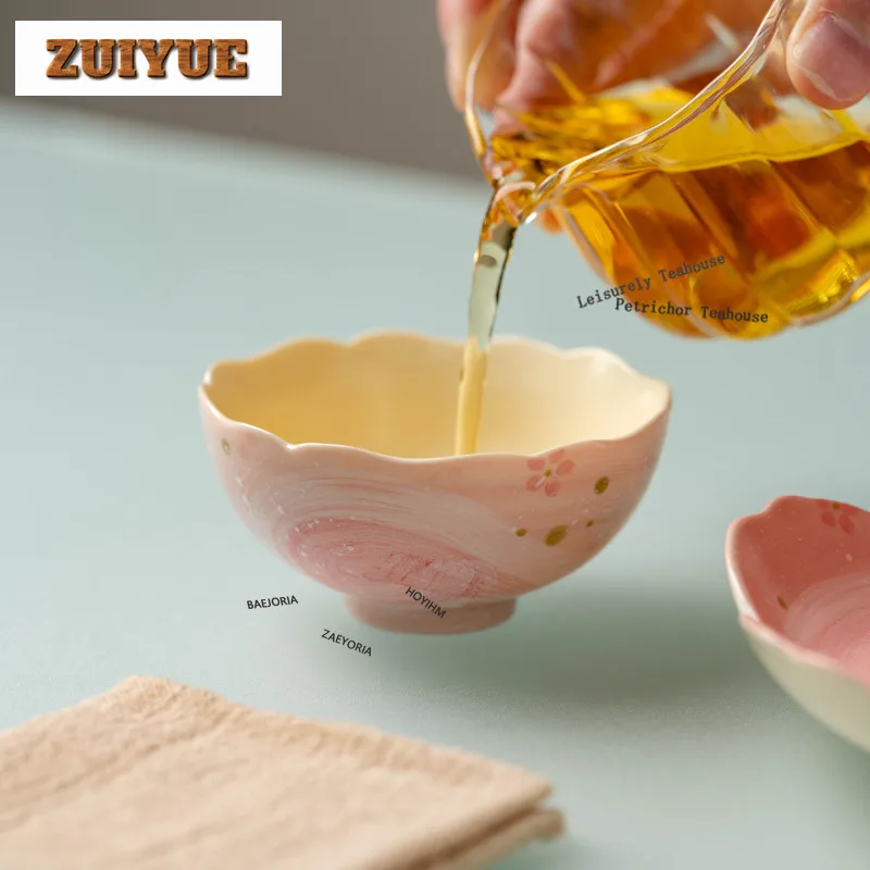 HOYIHM 90ml Hand-painted Pink Mist Starry Sky Teacup Vintage Tea Bowl Jug Tea-tasting Fragrance Cup Chazhan Master Cups Teaware