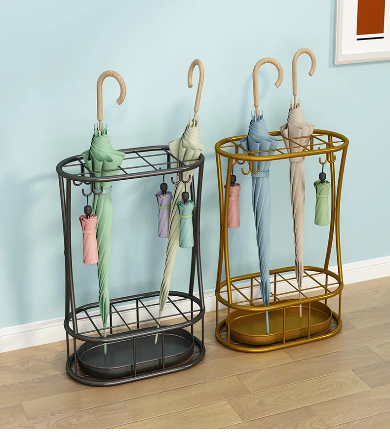 Indoor Umbrella Stand Sturdy Storage Box Iron Multifunction Keep Floors Dry and Tidy Convenient Umbrella Rack for Entryway Hotel