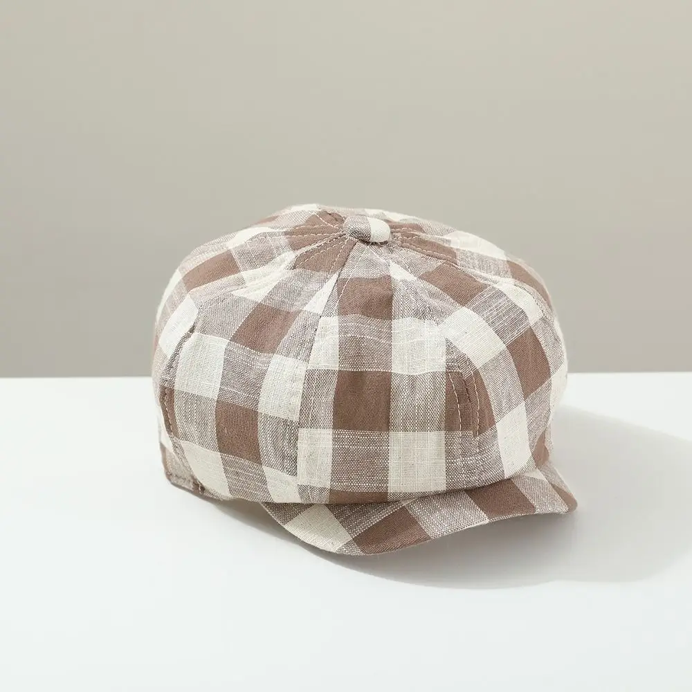 New Plaid Newsboy Cap Korean Retro Children's Beret Outdoor Vintage Peaked Caps Kids