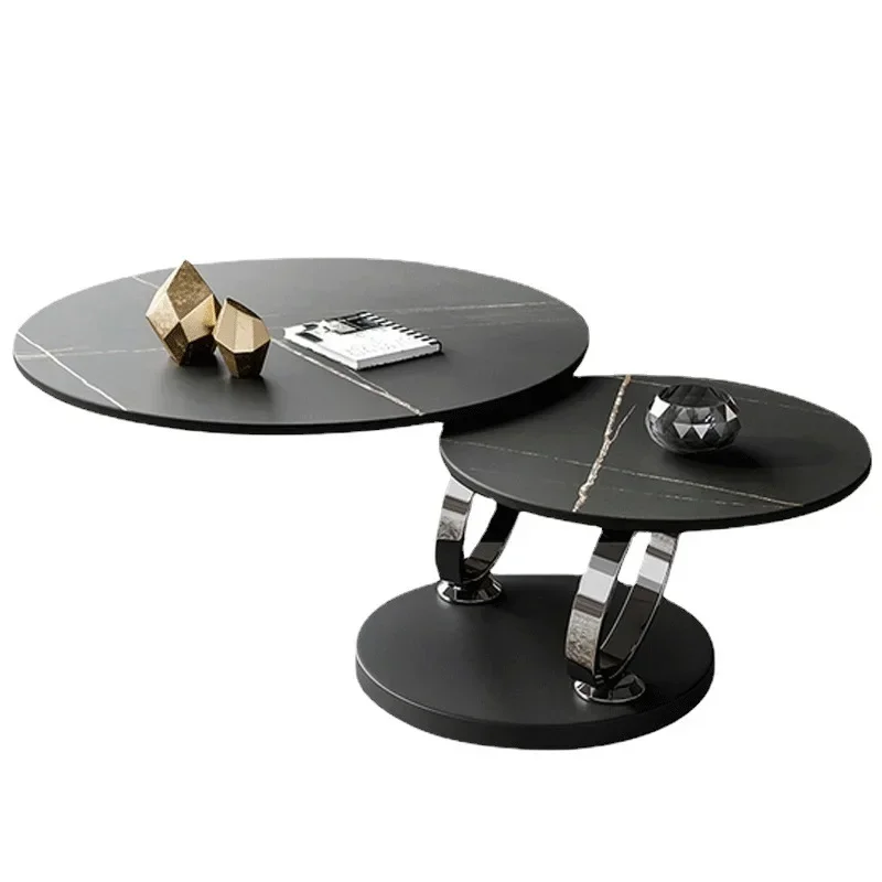 Italian living room rock slab coffee table, modern simplicity, multi-functional marble rotating coffee table