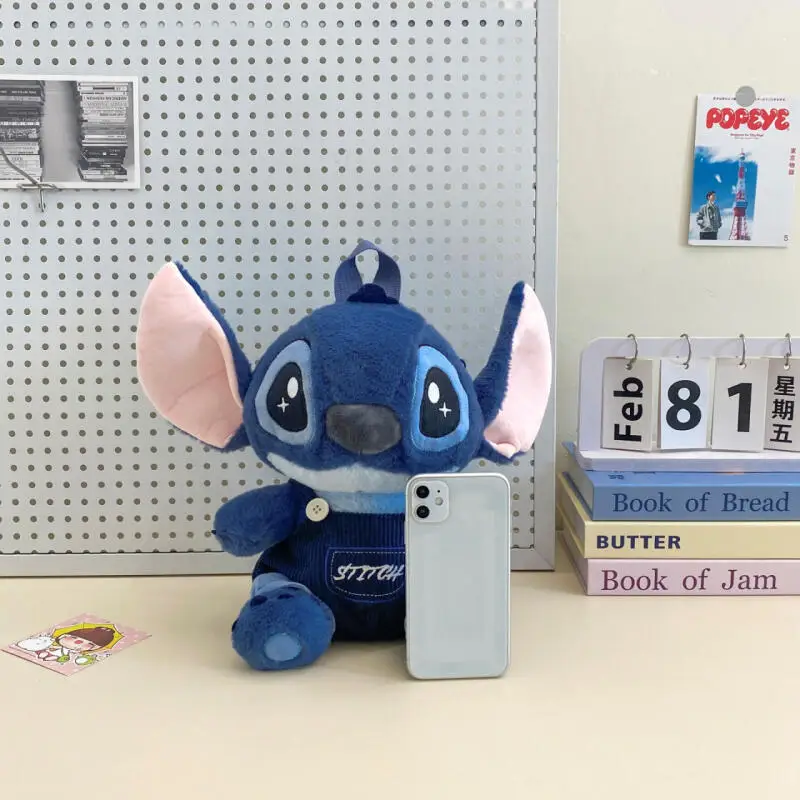 新しいスティッチぬいぐるみバックパック、日本の青いスティッチぬいぐるみ人形おもちゃ、学生用バックパック、幼稚園バッグ、クリスマスプレゼント