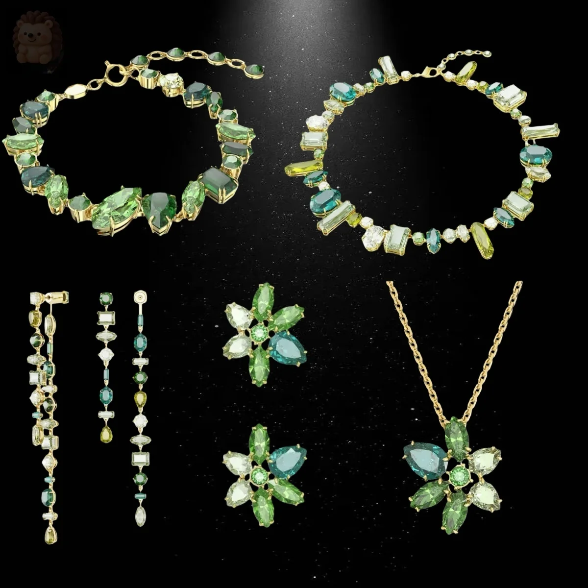 

2025 hot selling high-quality necklaces, earrings, bracelet sets, dopamine color matching, forest themed design Christmas gifts