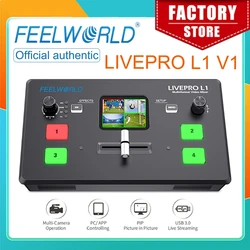 FEELWORLD Multi Format Video Mixer Switcher  LIVEPRO L1 V1 4xHDMI Inputs Camera Production USB3.0 Live Streaming Youtube