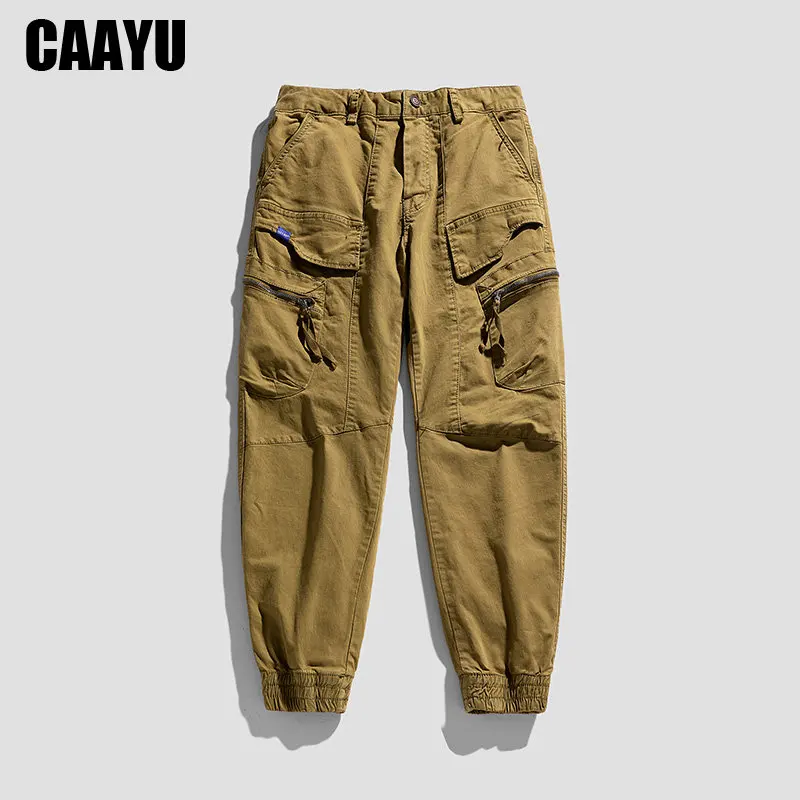 CAAYU Joggers Cargo Pants Men Casual Y2k MultiPocket Male Trousers Sweatpants Streetwear Techwear Tactical Track Khaki Pants Men