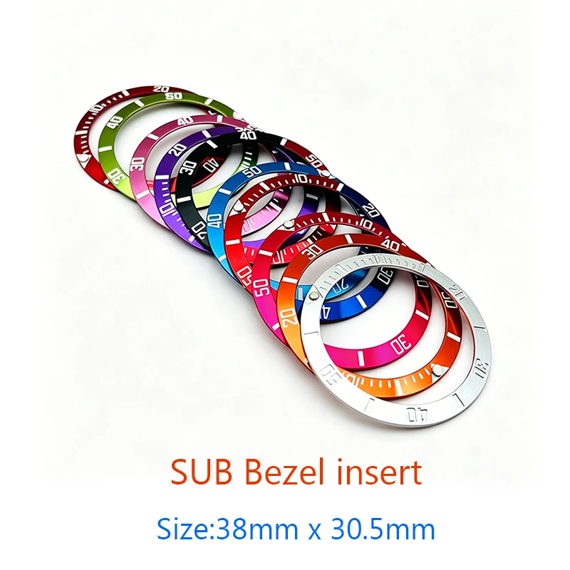 

38mm Metal SUB Sloped Bezel Insert Ring Inner Diameter 30.5 mm Fits Mechanical Men Watch Replacement Repair Parts