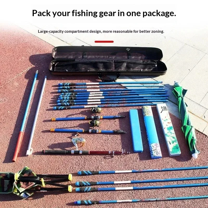 Tackle Bag Fishing Rod Case Portable Travel Gear Organizer Lightweight Hand Held Small Saltwater Ready Waterproof Hard Shell