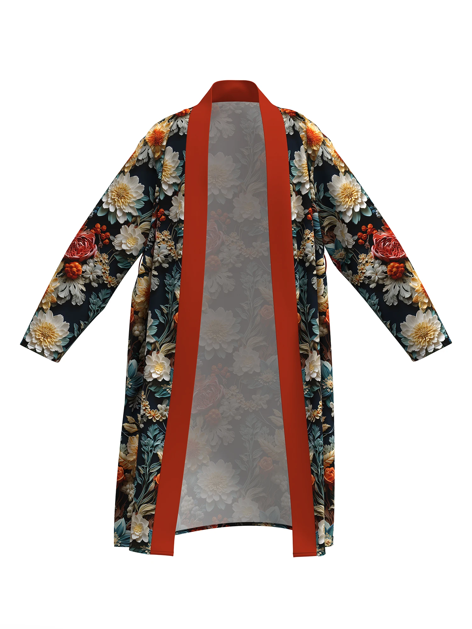 Men's Ice Silk Bathrobe with 3D Digital Printing Lightweight and Breathable Sleepwear