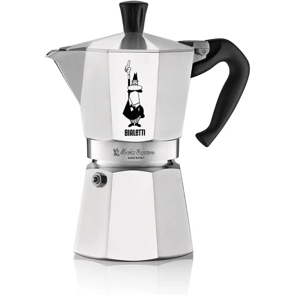 

Stovetop Espresso Maker, Authentic Italian Coffee, 6-Cup Moka Pot, Aluminum, Silver