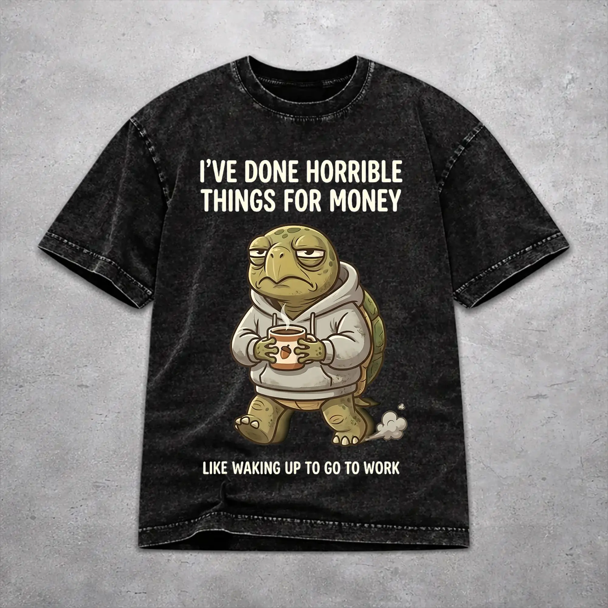 Men Women Harajuku Washed T-shirts I've Done Horrible Things for Money Print T Shirt Outfit Oversize  Tee Shirts