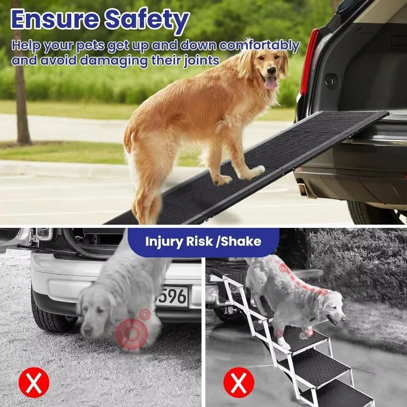 Pet Ramp for Large Dogs with Non-Slip Rug Surface Dog Ramp for Car  Extra Long Folding Dog Ramps