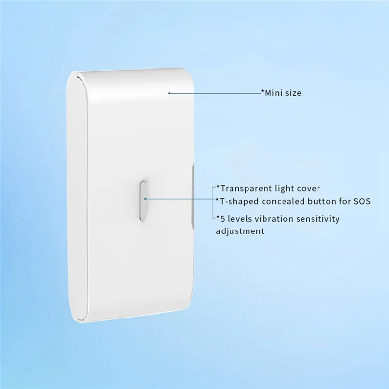 M16K-Vibration+ Magnetic Door Sensor, 5-Level Sensitivity Adjustment Window Glass Break Detector, Requires Alarm Host Operate