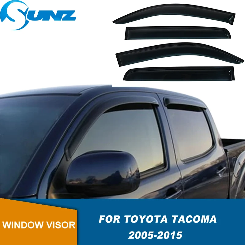 

Window Visor Vent Sun Rain Guard Deflector For Toyota Tacoma Double Cab 2005 2006 2007 2008 2009 2010 2011 2012 2013 2014 2015