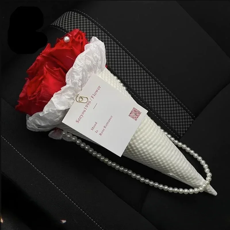 Creative Ice Cream Cone Flower Box Romantic Flowers Wrapping Paper Florist Bouquet Packaging Supplies Wedding Girlfriend Gifts - Detail 1