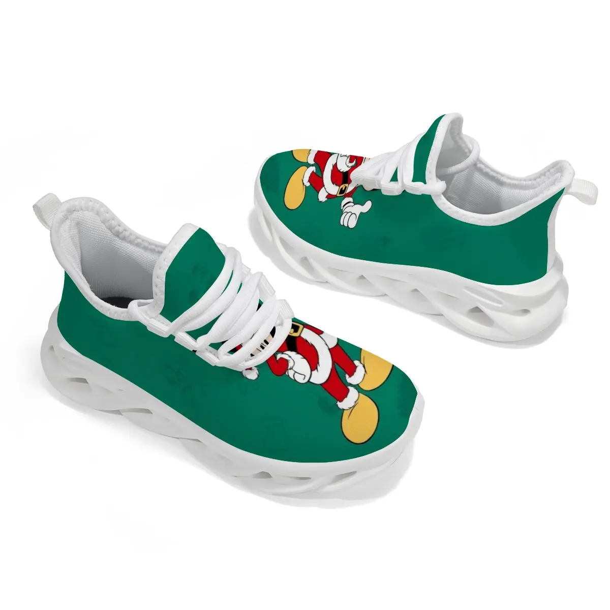 

Disney Mickey Mouse Green Santa Claus Cartoon Print Casual Sports Shoes for Men Women Casual Sneakers Lightweight Walking Shoes