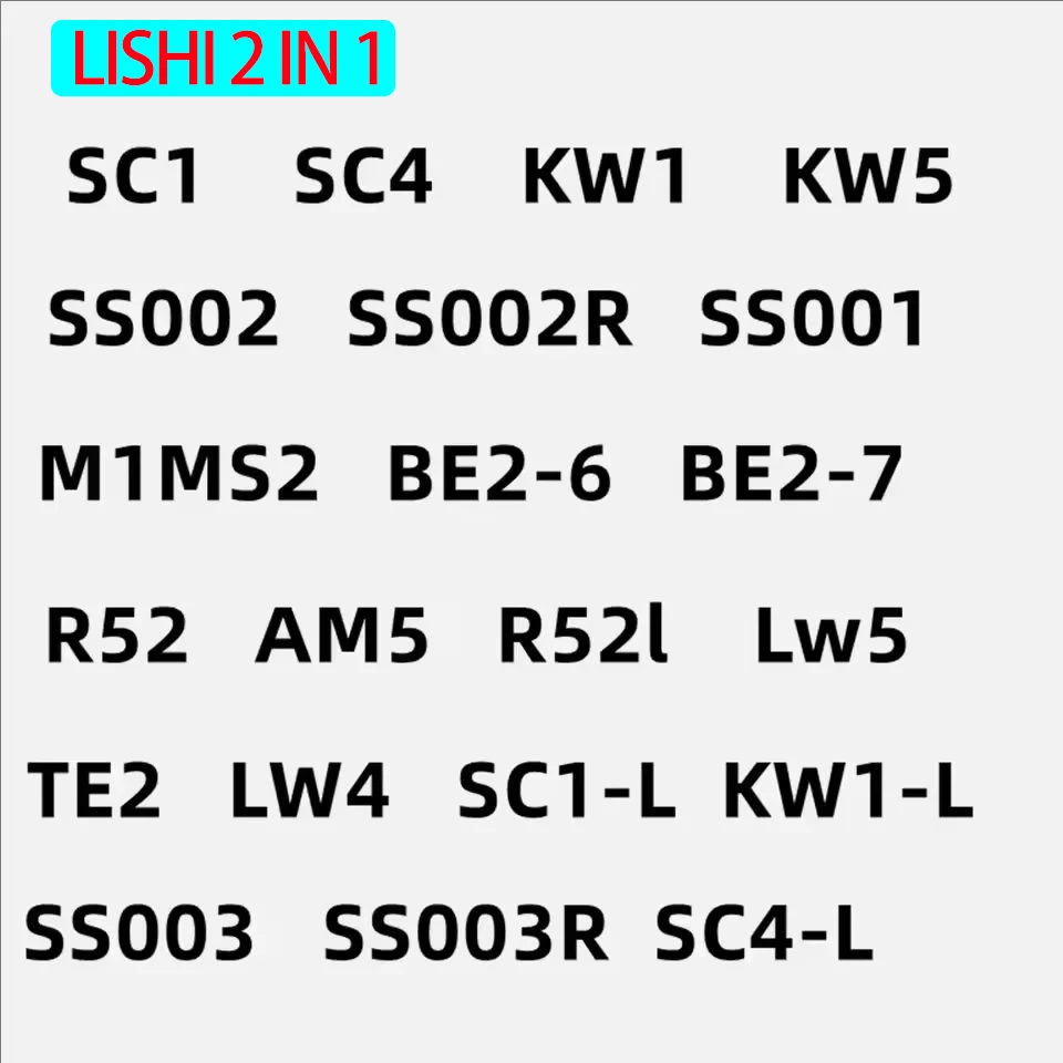 

Lishi 2 в 1 SS002pro KW1 KW5 SC1 SC4 SS001 lw4 lw5 R52 AM5 r52l Te2 M1 MS2 BE2-6 BE2-7 SC1-L KW1-L sc4-l Декодер