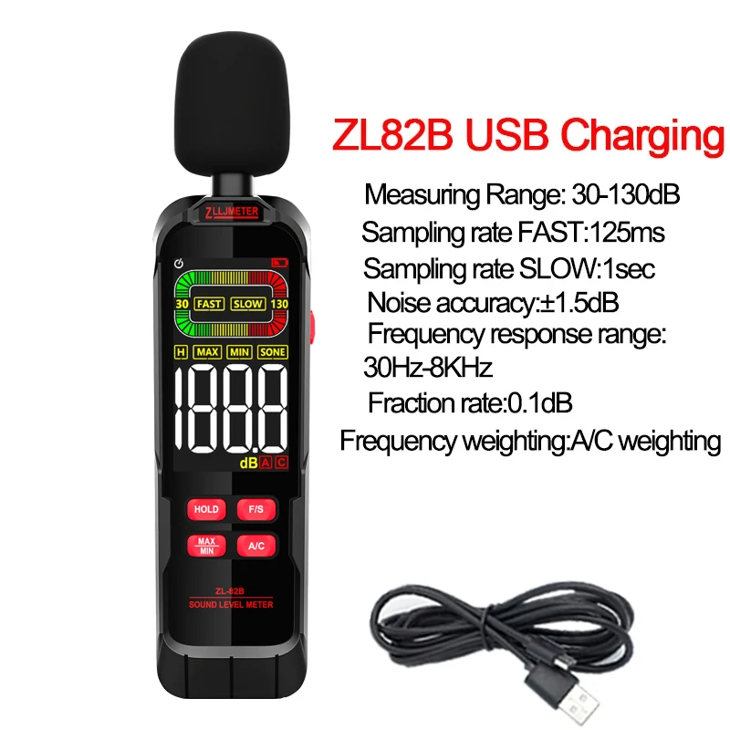 Noise Meter Digital Sound Level Meter Audio Level Meter USB charge Sonometro Sound Meter Decibelimetro Decibel Meter