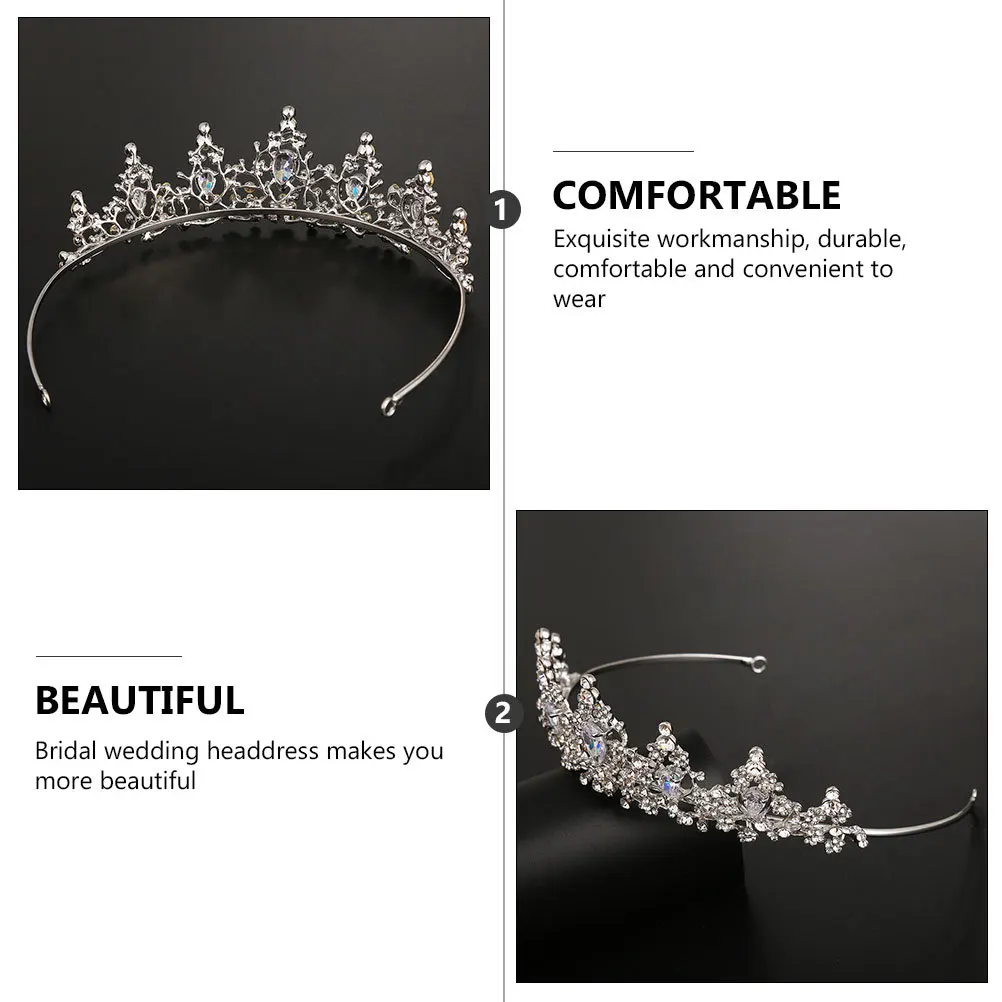 

Silver Water Drill Bridal Crown Elegant Crystal Tiara Wedding Hair Accessories Baroque Rhinestone Headpiece for Women Birthday