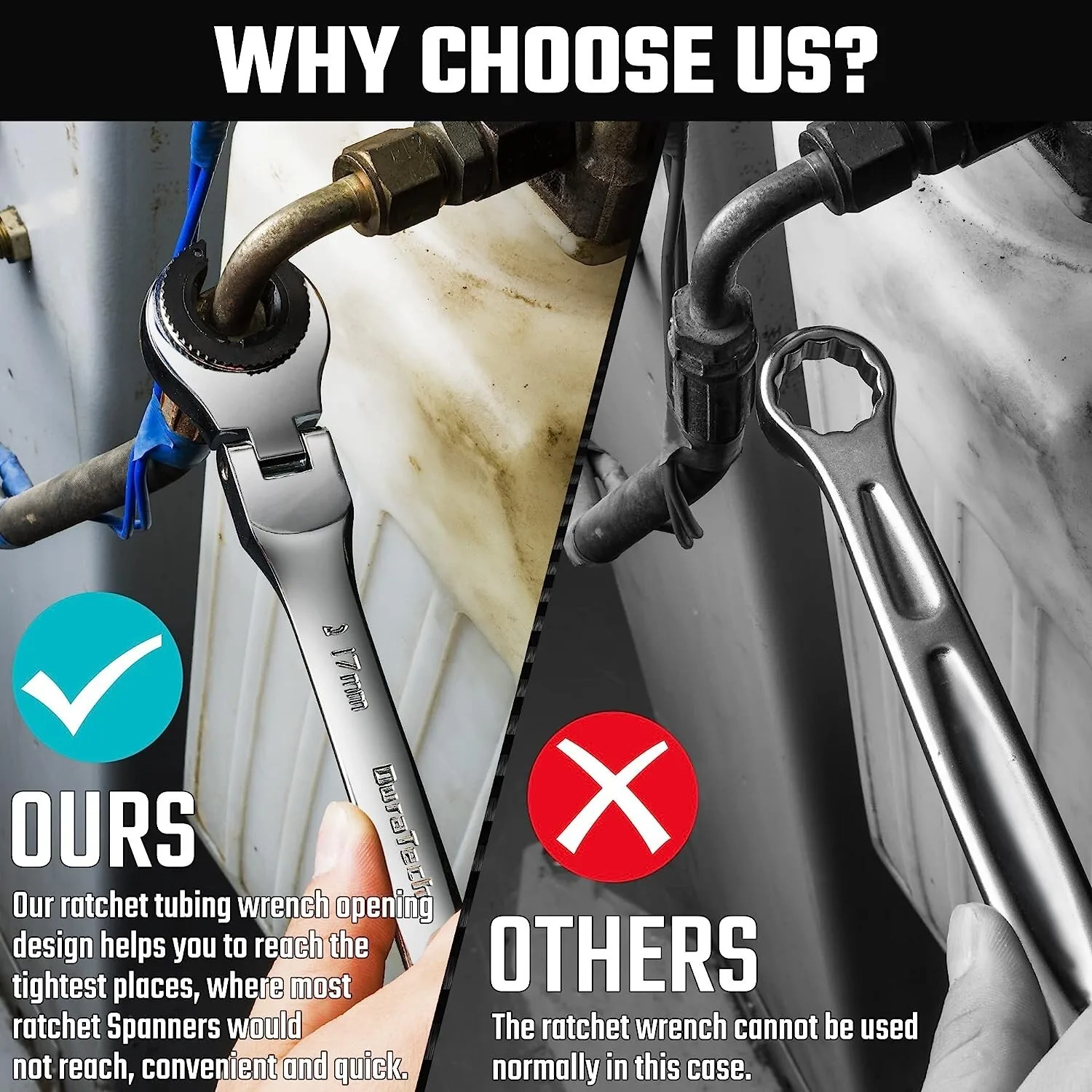 Set di utensili manuali Set di chiavi a cricchetto da 6 pezzi con testa flessibile metrico include borsa organizer