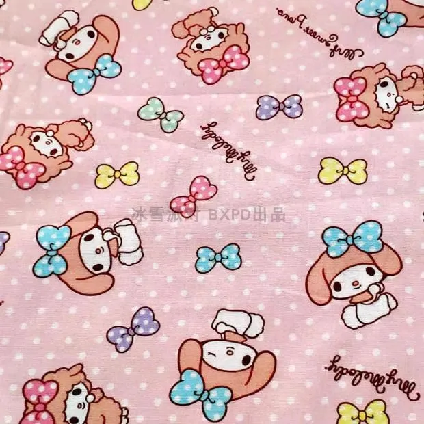 1Yard Sanrio My Melody Bows Polka Dots 100% Cotton Fabric for Girl Clothes Hometextile Cushion Cover Backpack Needlework DIY