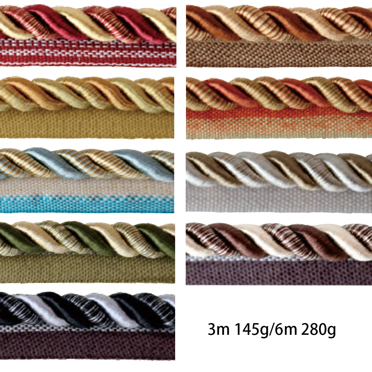 3M/6M Braided Macrame Cord Trim Band Home Decoration Trim Sewing Lace Piping Curved Pillow Wing Gold Rope Clothing Accessories